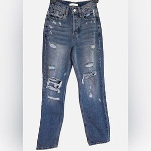 Willow & Root Vintage Dad Jean Size 22 Waist Distressed High Rise Straight Leg